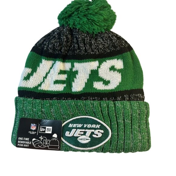 New York Jets New Era On Field Removeable Pom Beanie Football Athleisure - Picture 1 of 8